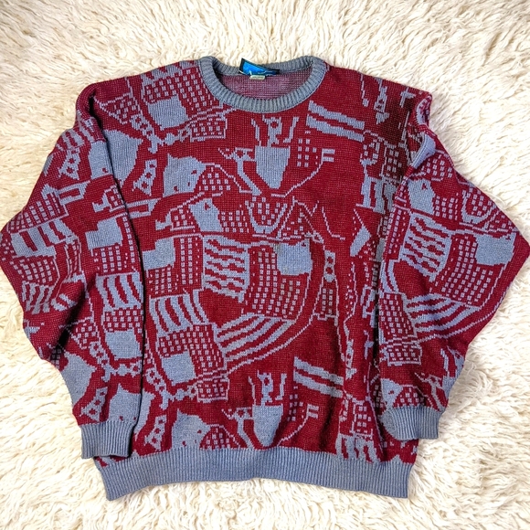 ✨SOLD✨Vintage 80s 90s Abstract Acrylic Sweater - Picture 3 of 7